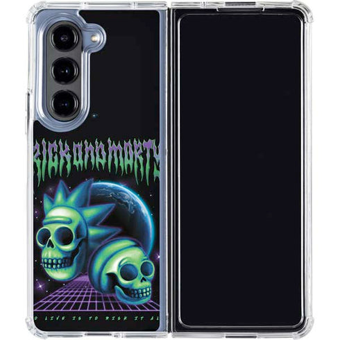 Adult Swim Rick and Morty Neon Skulls Galaxy Z Fold5 5G Clear Case